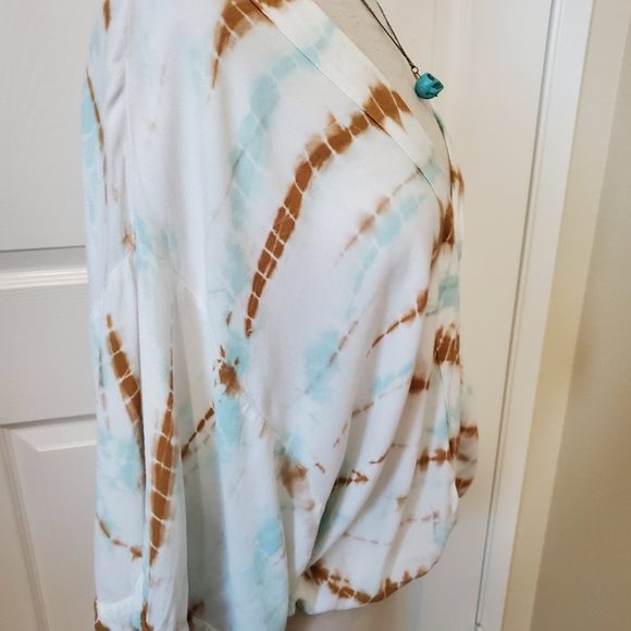 Young Fabulous & Broke Aqua Rust Oversized  Kimono Sleeve Top Women's Size Small - Picture 5 of 11